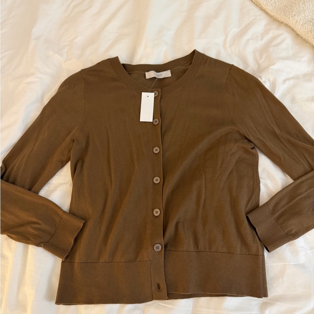 LOFT Brown Button-Up Cardigan Sweater